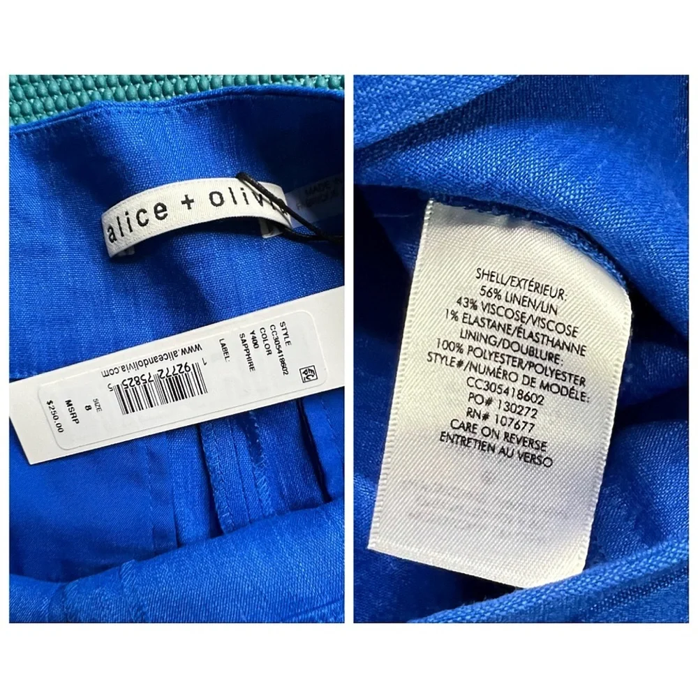 Alice + Olivia Donald Linen High Waisted Blue Sailor Shorts